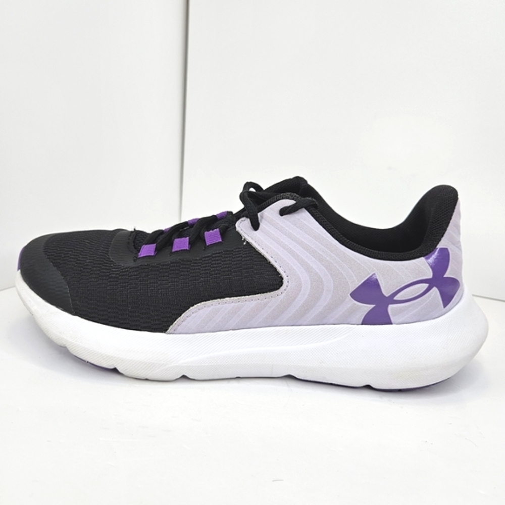 Under Armour Girls Low-Top Sneakers Black Purple Kids Athletic Shoes Size 6.5Y